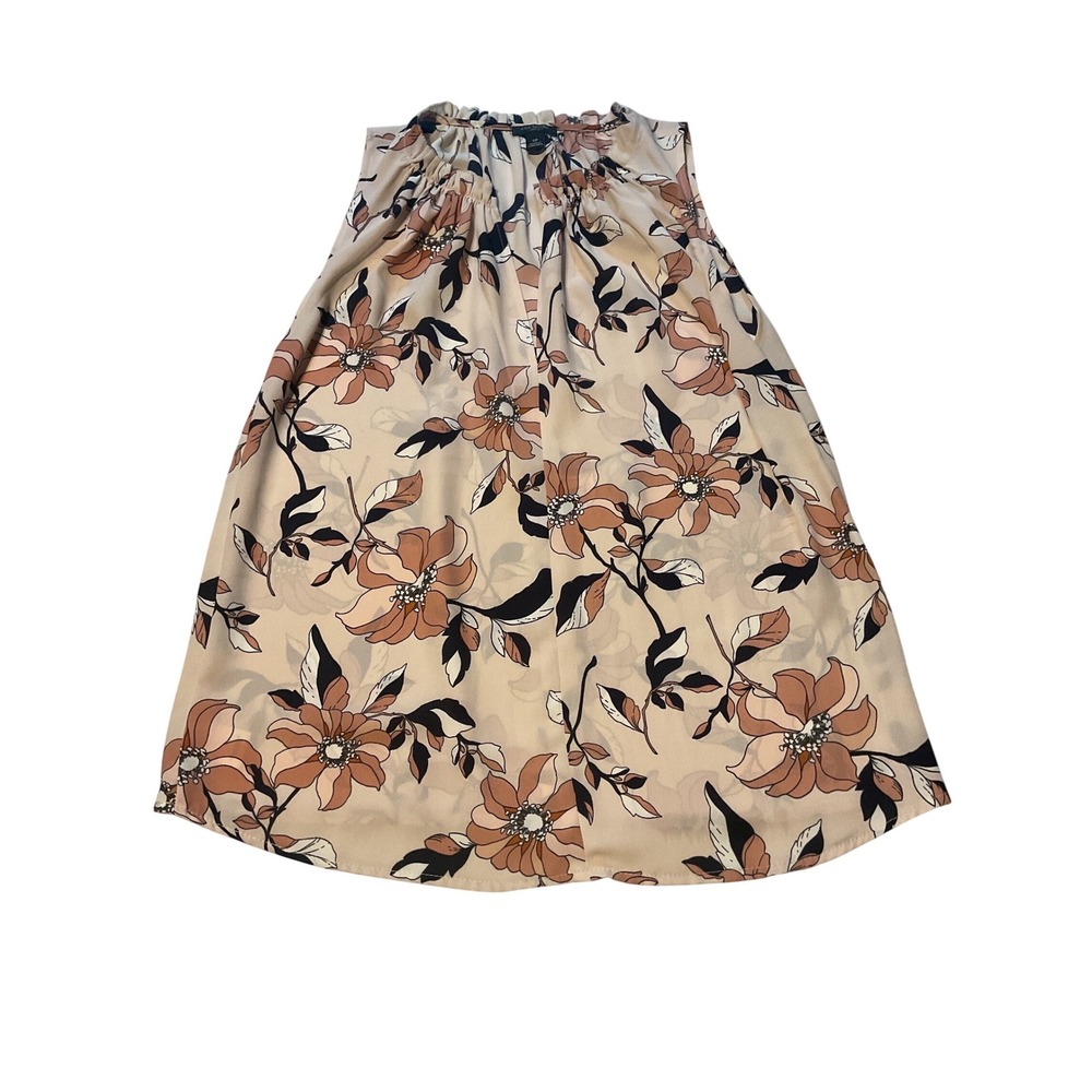 Ann Taylor Petite Floral Ruffle Neck Sleeveless Midi Dress Size SP